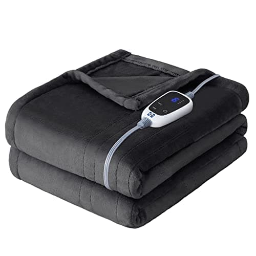 Sealy Heated Blanket Throw, Flannel Electric Blanket with 6 Heating Settings & 2-10 Hours Auto Shut Off, Fast Heating & ETL Certification, 50x60 Inch, Dark Grey