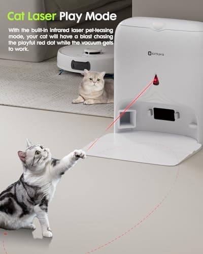 EXTRAVIS V5 Robot Vacuum and Mop, Self-Emptying Robotic Vacuum Cleaner, 8500Pa Suction, Pet Hair Tangle Cutter, Laser Navigation, Cat Laser, Carpet Detection, Ideal for Hard Floor, Tile, and Carpet 5