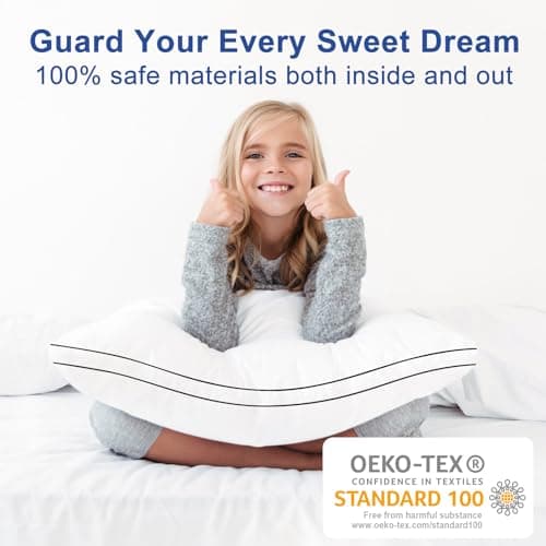 Premium Pillows Queen Size Set of 2, Fluffy and Supportive 7D Down Alternative Bed Pillows, Luxury Soft Hotel Quality Gusseted Pillow for Side Back Stomach Sleepers, Relief Neck Head and Shoulder Pain 5