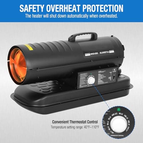 BILT HARD 85,000 BTU Portable Kerosene Diesel Heater, Forced Air Torpedo Heater with with Adjustable Thermostat, for Outdoor, Garage, Workshops, Construction Site, CSA Certified 5