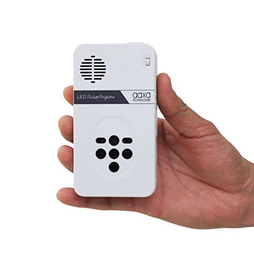 AAXA Technologies LED Pico Projector with 80 Minute Battery Life, Pocket Size, Mini-HDMI, 15,000 Hour and Media Player, White (Renewed)