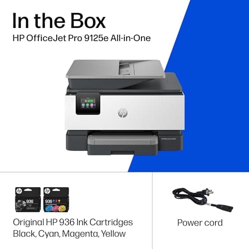 HP OfficeJet Pro 9125e Wireless All-in-One Color Inkjet Printer, Print, scan, copy, fax, ADF, Duplex printing best-for-office, 3 month Instant Ink trial included, AI-enabled (403X0A) 9