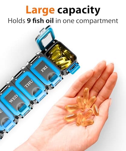 Large Weekly Pill Organizer 2 Times a Day – AM/PM Medicine Organizer with Thick Silicone Seal, Upgraded Secure Locks, Moisture-Proof Pill Box with Removable Rows for Travel, Fits Large Supplements 6