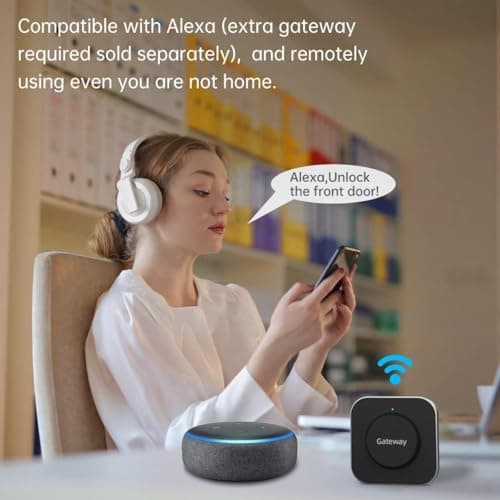 Smart Lock Front Door, SMONET Keyless Entry Door Lock with Handle, Smart Front Door Lock Set Fingerprint Smart Deadbolt Bluetooth Electronic Digital Keypad Lock, Auto Lock Work with Alexa, Black 6