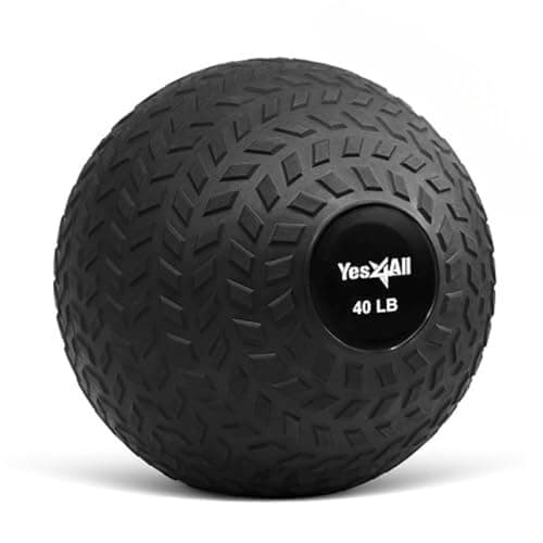Yes4All 40 lbs Slam Ball, Medicine Ball for Strength and Workout - Fitness Exercise Ball with Grip Tread & Durable Rubber Shell (40lbs, Black)