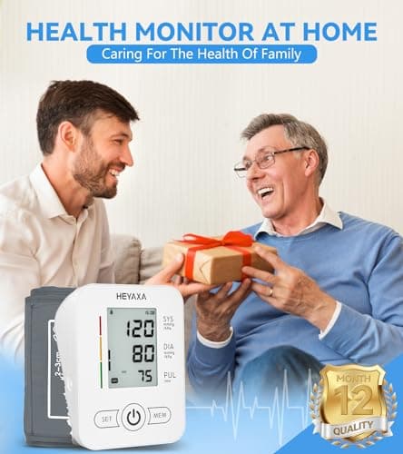 HEYAXA Blood Pressure Monitor,Automatic BP Machine for Home, 9-17 inches Upper Arm Cuff,Large Screen,Talking Type,Stores 120 Readings for 2 Users 6