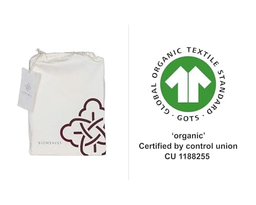 BIOWEAVES 100% Organic Cotton Pillow Cases 300 Thread Count Soft Sateen Weave GOTS Certified – Standard/Queen Size, Set of 2, Natural 7