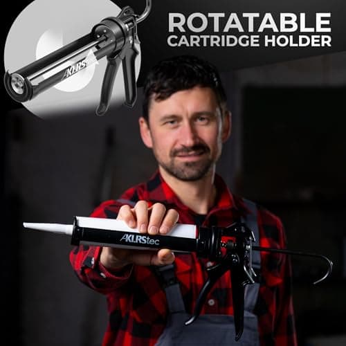 KLRStec Professional Caulking Gun [25:1 Thrust Ratio] Heavy Duty Caulk Gun for All Standard 10oz / 300ml / 1/10 Gallon Sealant and Adhesive Cartridges 6
