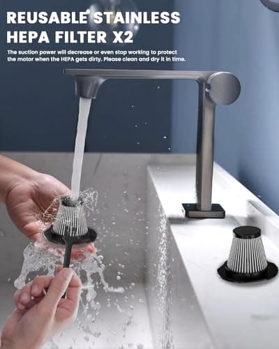 TANYO Handheld Vacuum Cordless Rechargeable, Car Vacuum Cleaner Portable 15KPA Strong Suction, Hand Held Brushless 5 in1 with LED Lights, Small Vacuum 120W for Car, Home, Office, Pet, Dust 5