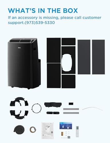 Midea Duo 14,000 BTU (12,000 BTU SACC) High Efficiency Inverter, Ultra Quiet Portable Air Conditioner, Cools up to 550 Sq. Ft., Works with Alexa/Google Assistant, Includes Remote Control & Window Kit 8