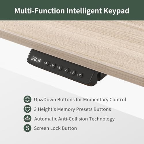 FEZIBO Height Adjustable Electric Standing Desk with 5 Drawers, 55 x 24 Inch Table with Storage Shelf, Sit Stand Desk White Frame/Light Walnut Top, 55 inch 9