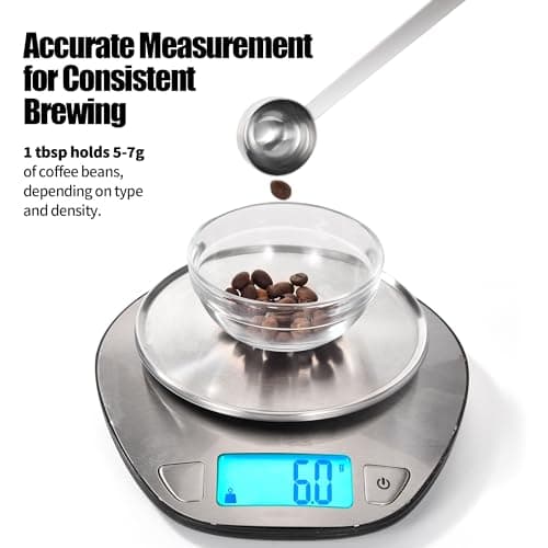 18/8 Stainless Steel Coffee Scoop, Doosu Food-Grade Metal Measuring Spoon with 6.9in Long Handle, Tablespoon Scooper for Coffee Beans, Ground Coffee, Espresso, Protein Powders, Tea, Sugar (1 Tbsp) 6
