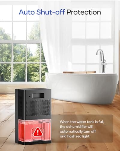 Dehumidifier, 95 OZ Water Tank Dehumidifiers for Home, 1000 sq. ft. Dehumidifier for Basement Bathroom Bedroom with Auto Shut Off, 7 Colors LED Light, Quiet Dehumidifiers with Sleep Mode, Black 6