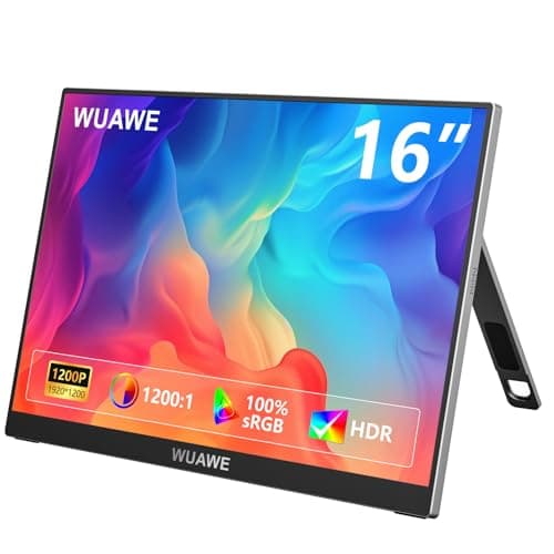 WUAWE 16" Portable Monitor 1920x1200P USB-C HDMI, IPS HDR Freesync Gaming Monitor, Plug&Play for PC Mac Phone PS5 Switch(Silver)