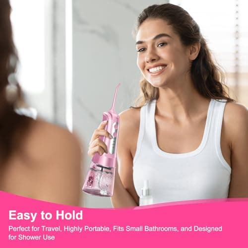 Water Dental Flosser Pick for Teeth: 4 Modes Cordless Portable Water Flossers Teeth Cleaner Rechargeable 300ML IPX7 Waterproof Oral Irrigator Flossing Cleaning Picks for Home Travel 7