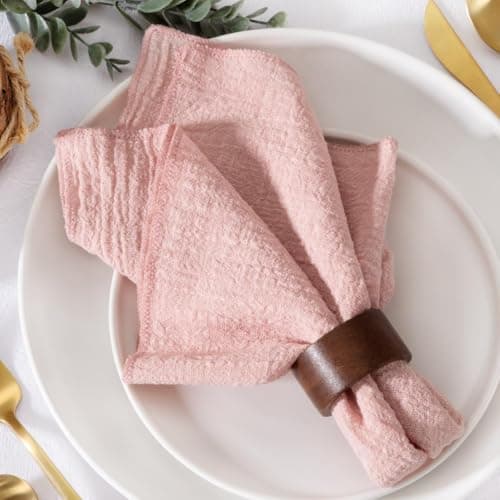 MLMW Cloth Napkins Set of 6 Pink Linen Spring Easter Napkins Cloth Bulk Washable Table Napkins 16.5"×16.5" for Wedding Party Baby Bridal Shower Birthday Gender Reveal Decorations