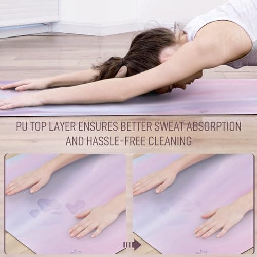 Sportneer Yoga Mat - 72” x 26” x 4mm Thick Extra Long and Wide Non Slip Exercise & Fitness Mat for for All Types of Yoga, Pilates & Floor Workouts, Home Gym Studio, Purple (Gradient Blue) - (Gradient Pink) 5