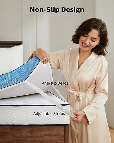 PERLECARE 3 Inch Firm Mattress Topper Queen, Cooling Gel-Infused & Bamboo Charcoal Memory Foam Bed Topper for Pressure Relief, High-Density Mattress Pad with Removable Cover, CertiPUR-US Certified 5