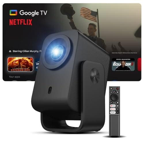 TCL C1 Smart Projector 4K Support, Google TV & Netflix Officially Licensed, WIFI and Bluetooth, Auto Focus Keystone, Native 1080p, Dolby Audio, 285° Portable Mini Projector for Home Theater