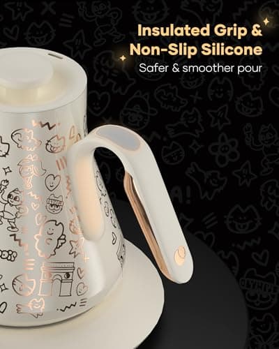 Cocinare Collab Collection Chanior White Gooseneck Electric Kettle, ±0.5℉ Precise Temperature Control for Pour-Over Coffee & Tea, Quick Heating 1500W, Stainless Steel Interior, 0.9L 7