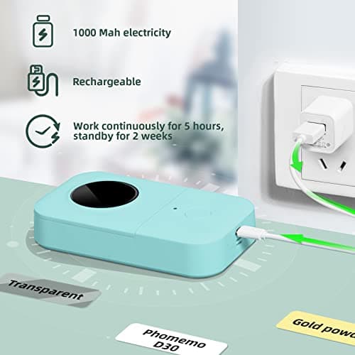 Phomemo Label Maker Machine with Tape, D30 Mini Bluetooth Label Printer, Versatile App with with 1000+ Symbols and 60+ Borders, Portable Label Maker for School Supplies, Home, Office, Green 9