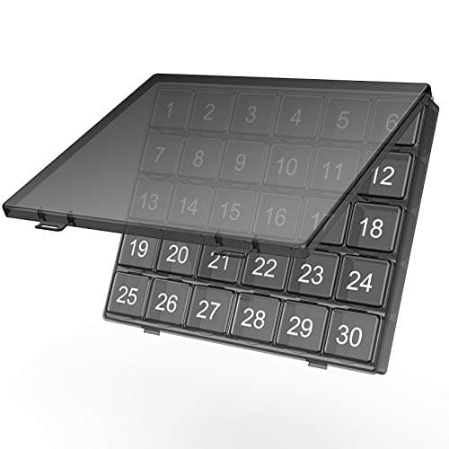 Monthly Pill Organizer Once a Day - 30 Day Pill Organizer Box - Squeeze to Open - Large Compartments Portable Case for Travel, Month Pill Cases Medicine Organizer for Vitamin (Black)