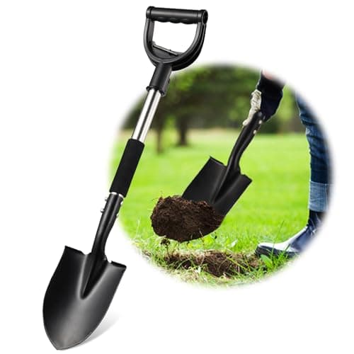 Shovel for Digging, 31" Compact Garden Shovel with D-Grip, Small Metal Spade Shovel for Gardening Camping, Kids Sand Beach Mini Spade, Portable