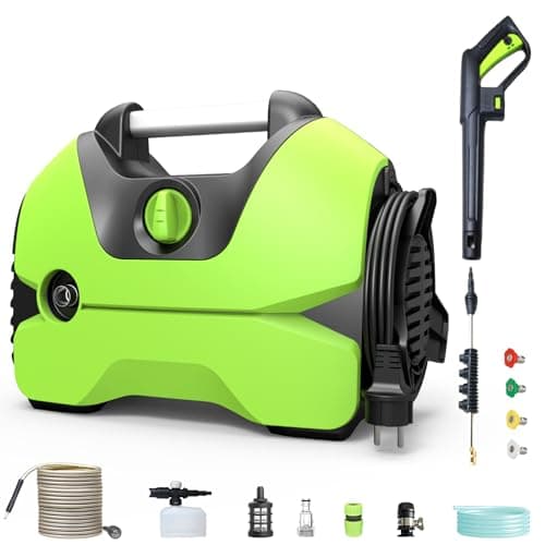 Electric Pressure Washer,2000-PSI,1.2-GPM,4 Different Nozzles and 33FT Hose,Power Washer,Foam Cannon for Car,for Cars,Garden, Yard, Fence, Driveway (Green)