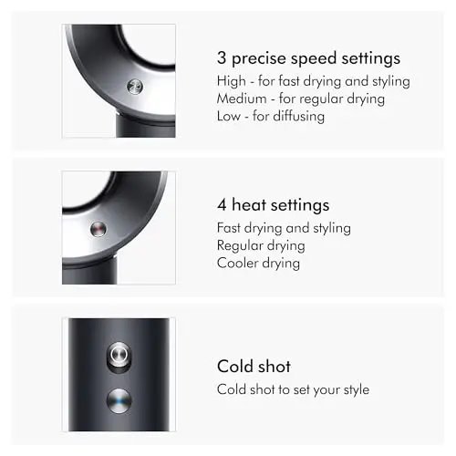 Dyson Supersonic™ Origin Hair Dryer, No Heat Damage, Styling Concentrator, Precision Styling Blow Dryer (Black/Nickel) 9