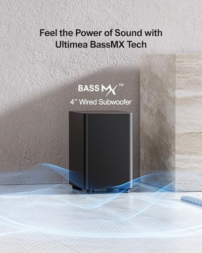 ULTIMEA 5.1ch Sound Bar with Dolby Atmos, Surround Sound System for TV, Sound Bar for Smart TV and Home Theater, App Control, TV Soundbar with Subwoofer, 2 Surround Speakers, HDMI eARC, Aura A50 Pro 5