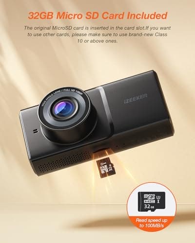 iZEEKER 3 Channel Dash Cam Front and Rear Inside, 2K Single, 1080P Triple Dash Camera for Cars with MicroSD Card, Infrared Night Vision for Taxi Driver, Accident Record, Loop Recording, Parking Mode 6