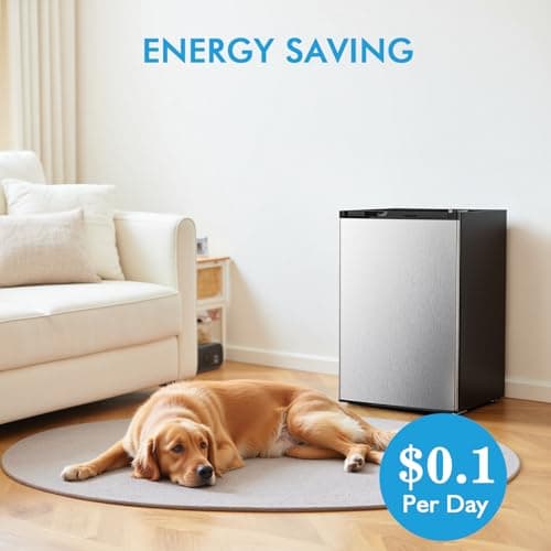 COWSAR 3.0 Cu.Ft Upright Freezer, Compact Freezer, Standing Deep Freezer with Adjustable Thermostat, Removable Shelves & Reversible Door, Fast Cooling for Office,Dorm,Commercial,Silver 6