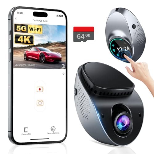 Affver Dash Cam 4K with Touch Screen, Built-in 5G WiFi, Free 64GB Card, Dash Camera for Cars with App, Car Camera, Dashcams for Cars, 24 Hours Parking Monitor, Night Vision, Loop Recording