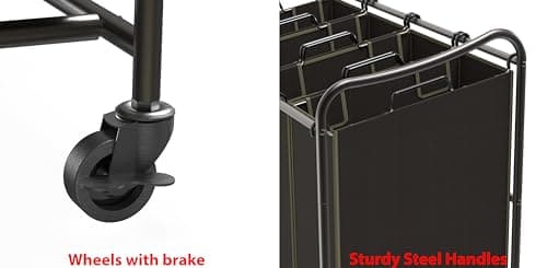 Simple Houseware 4-Bag Heavy Duty Laundry Sorter Rolling Cart, Brown 7