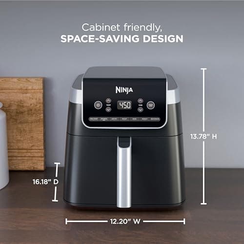 Ninja | Air Fryer Pro XL | 6.5QT Capacity fits up to 9lbs of Wings| 7-in-1 Max Crisp, Broil, Air Fry, Roast, Bake, Reheat & Dehydrate | Dishwasher Safe Parts | Space Saving | Grey | AF182AMZ 8