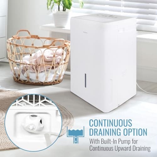 Keystone 50-Pint Portable Dehumidifier, 115V, Dehumidifier for Rooms up to 4500 Sq.Ft, Moisture Absorber For Basement, Garage, Living Room with Pump, White 7