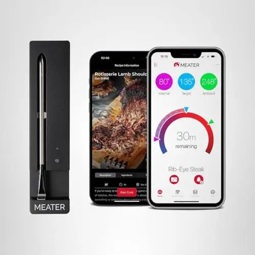 MEATER SE: Smart Bluetooth Meat Thermometer | Long-Range Wireless Probe for Oven, Grilling, Smoking, BBQ & Air Fryer | Dual Sensors & Guided Cook System | Black Charger 9