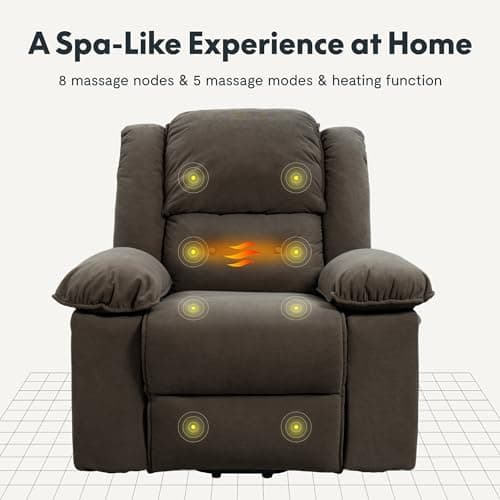 FLEXISPOT XL2 Power Lift Recliner Chair for Elderly, Electric Reclining Sofa Chair for Adults with Massage and Heat, Brown Fabric Lift Chair with Side Pockets for Living Room, Bedroom 5