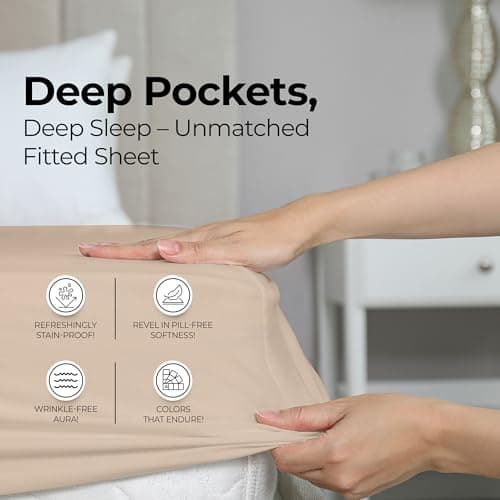 Utopia Bedding King Fitted Sheet - Bottom Sheet - Deep Pocket - Soft Microfiber - Shrinkage and Fade Resistant - Easy Care -1 Fitted Sheet Only (Beige) 4