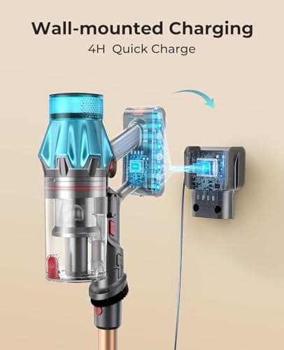 Cordless Vacuum Cleaner 550W/45Kpa, Stick Vacuum Cleaners 60 Mins Max Runtime with Charging Dock, Self-Standing Handheld Vacuum with Touch Display, 6-in-1 Vacuum Cleaner for Carpet/Hard Floor/Pet Hair 7