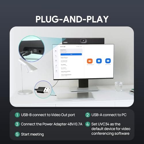 Yealink 4K USB Video Conference Camera - 120° Wide Angle, Microphone, Speaker, Auto Framing, for PC Meetings, Microsoft Teams & Zoom 8