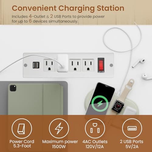 SEDETA 56.7" L Shaped Standing Desk, Reversible Computer Office Desk with Drawers & Hutch, Stand Up Corner Gaming Desks with LED Lights & Power Outlets for Home Office, White 7