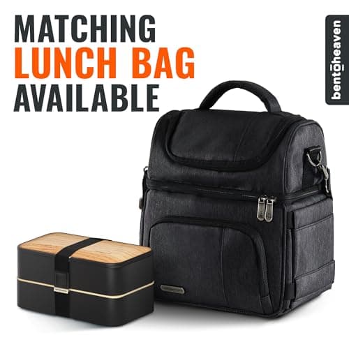 Bentoheaven Premium Bento Box Adult Lunch Box with Compartments for Women & Men, Set of Utensil & Chopsticks & Dip Container, Cute Japanese Kids Bento Lunch Box, Microwavable (Symph Onyx) 7