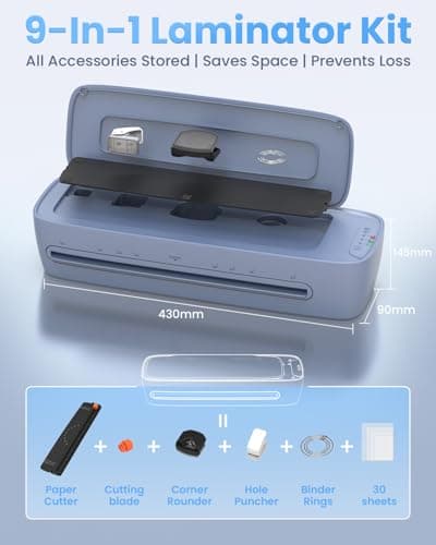 13 Inch Laminator Machine 11x17 with Laminating Sheets Personal Laminator for Teachers, 60S Warm Up Cold Thermal Lamination Machine for Home Office, A3 Laminating Machine Portable Paper Laminate Kit 5