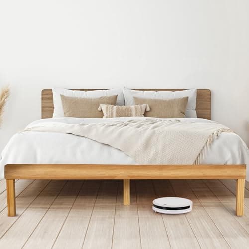 Naomi Home Lucia 14 Inch Solid Wood Platform Bed Queen Bed Frame, Pine Wood Queen Platform Bed Frame, No Squeak Bed Frame, Bed Frame Queen Size, No Box Spring Needed, Sturdy Bed Frame - Natural 9