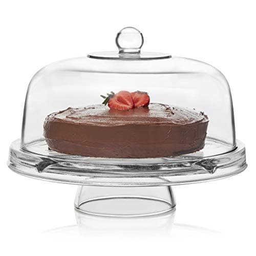 Libbey Selene 6-in-1 Domed Cake Stand, Unique Space Saving Glass Cake Stand with Dome, Multi-Purpose Dip Bowl To Serve Snacks and More 9