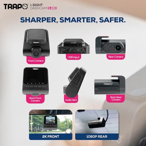 Trapo S650 Dash Cam 2K HDR 2560x1440P Front and Rear Dash Cam, Car Camera with ADAS, Voice Control, Super Capacitor, Parking Surveillance, Built-in GPS & Wi-Fi, 60 FPS Front + 30 FPS Rear 10