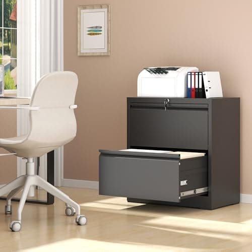 AQY 2 Drawer File Cabinet with Lock,Metal Lateral File Cabinets for Home Office,Steel Wide Filing Organization Storage Cabinets for Hanging Files Letter/Legal/F4/A4 Size,Assembly Required(Black) 7