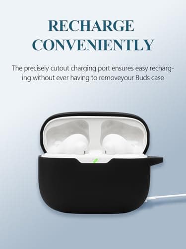 Case for JBL Vibe Beam 2/Vibe Beam - True Wireless Noise Cancelling Earbuds, Soft Silicone Protective Portable Scratch Shock Resistant Shell with Cleaner Kit & Carabiner & Lanyard，Black 8