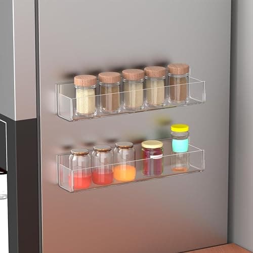 PMMASTO Adhesive Acrylic Spice Rack Organizer for Wall with Nano Double Sided Tape, Spice Shelf Organization for Kitchen Cabinet Door/Pantry Door, Wall Mount Seasoning Rack (Clear-2 Pack) 8